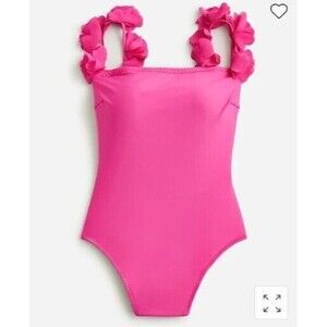 J.Crew Women's One-Piece Swimsuit Size 24 Flower Straps Radiant Fuchsia NWT $110